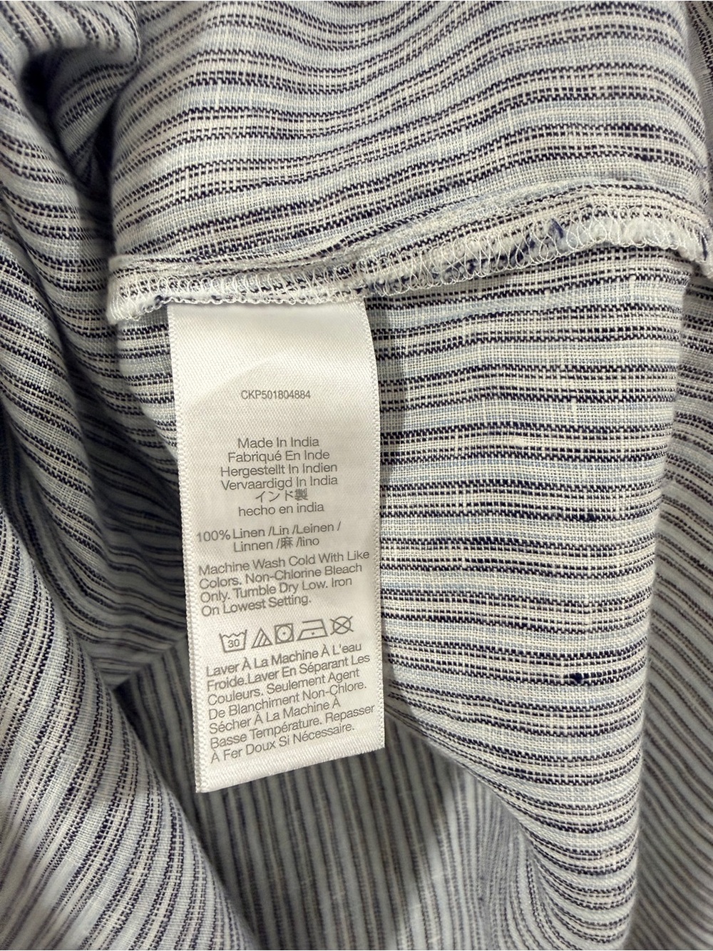 Madewell 100% Linen Striped Button Up Shirt Blue White Relaxed Small NWT - Picture 5 of 8